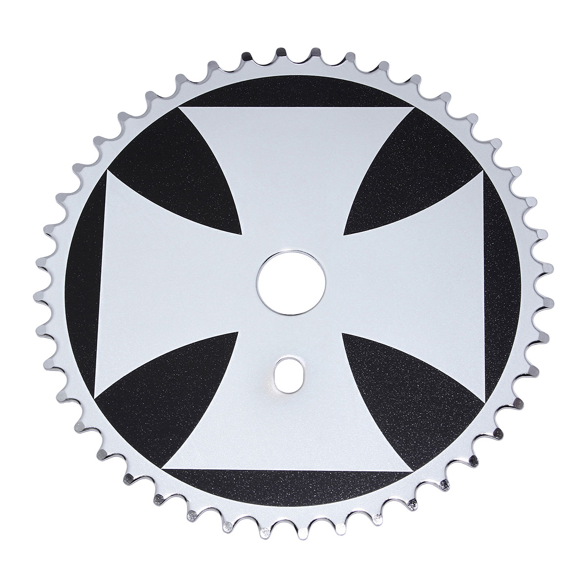 Iron Cross Steel Chainring 1/2 X 1/8 44t Black/Chrome.